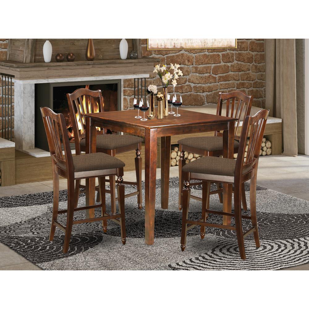 VNCH5-MAH-C 5 PC counter height set-pub Table and 4 Kitchen Chairs.. Picture 2