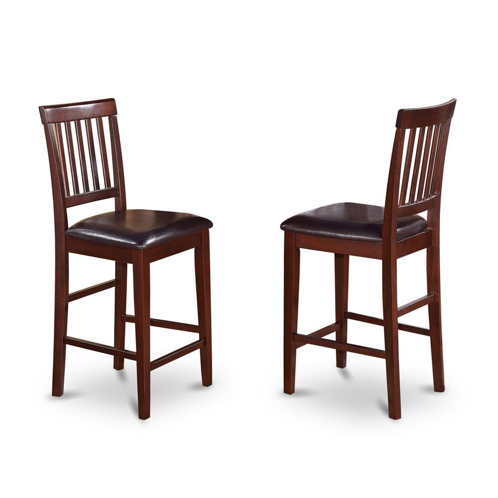 Vernon  Counter  Stools  with  Faux  Leather  Seat  -  Mahogany  Finish,  Set  of  2. Picture 1