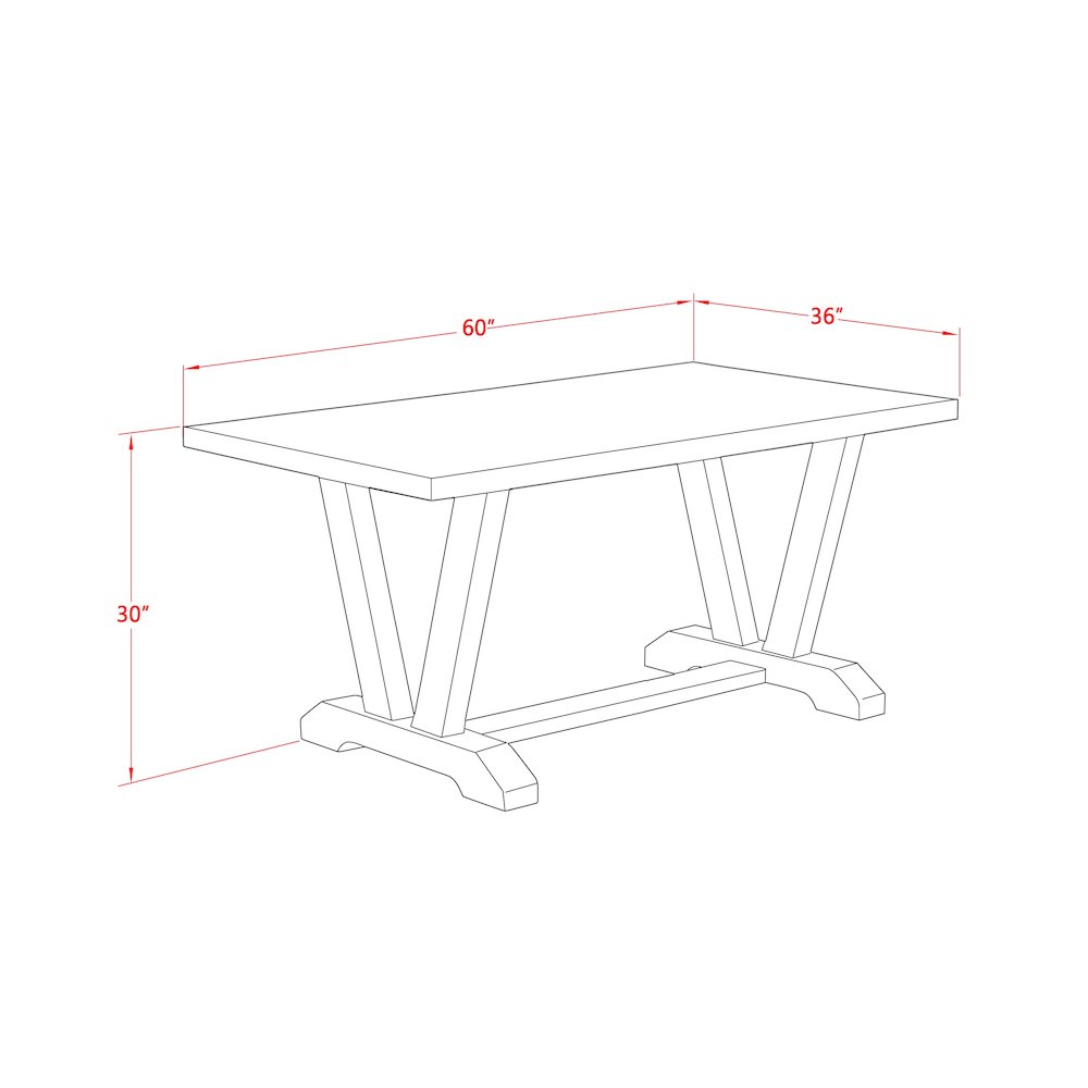 East West Furniture 1-Piece Dining Room Table with Rectangular Linen White Table top and Linen White Wooden Legs Finish. Picture 5