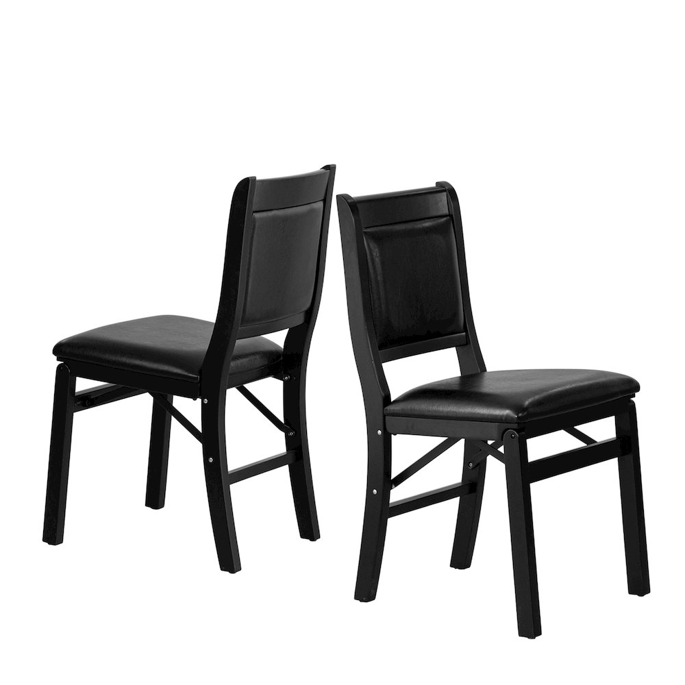 Waco Kitchen Chairs with PU Leather Seat, 3-X Back Design, Set of 2, Black Wood. Picture 1