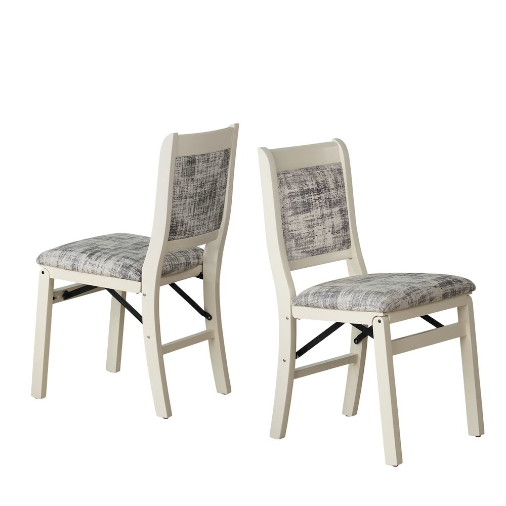Waco Dining Chairs with PU Leather Seat, 3-X Back, Set of 2, Linen White Wood. Picture 1