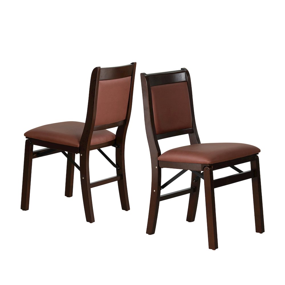 Waco Kitchen Chairs with PU Leather Seat, 3-X Back, Set of 2, Mahogany Wood. Picture 1