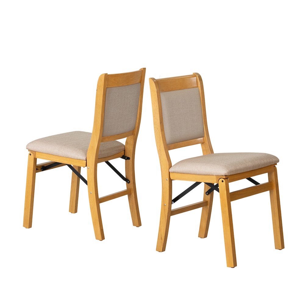 Waco Dining Chairs with PU Leather Seat, 3-X Back Design, Set of 2, Oak Wood. Picture 1