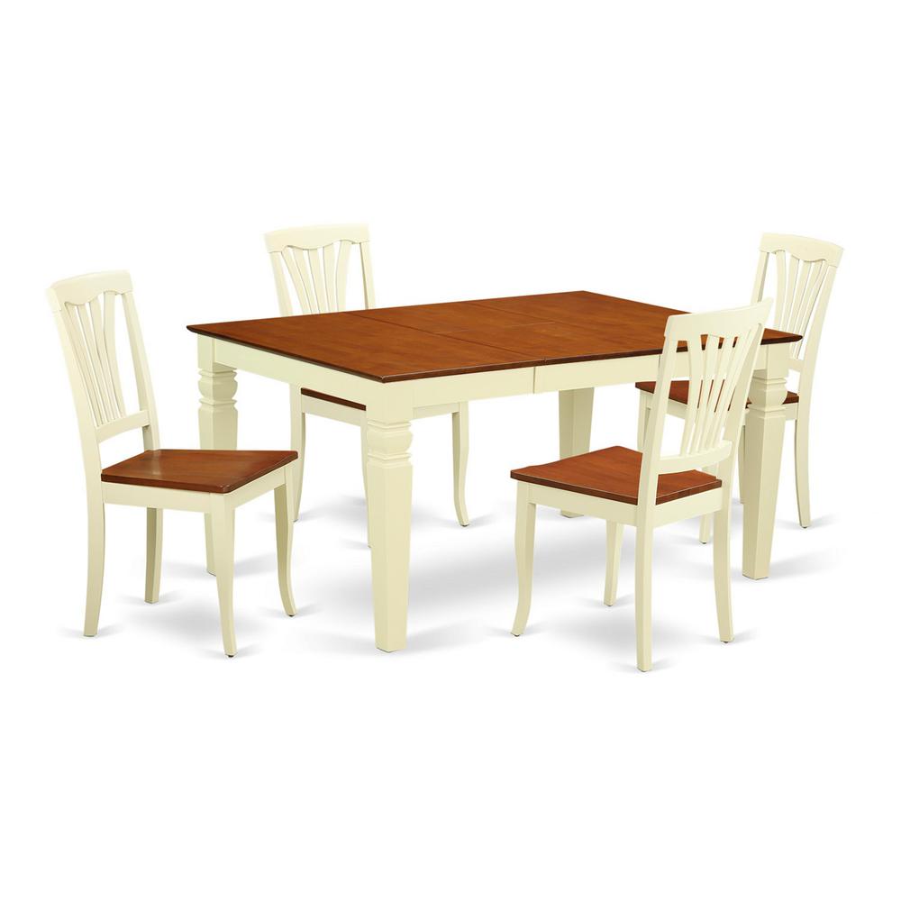 5  Pc  Kitchen  table  set  with  a  Dinning  Table  and  4  Wood  Dining  Chairs  in  Buttermilk  and  Cherry. Picture 2