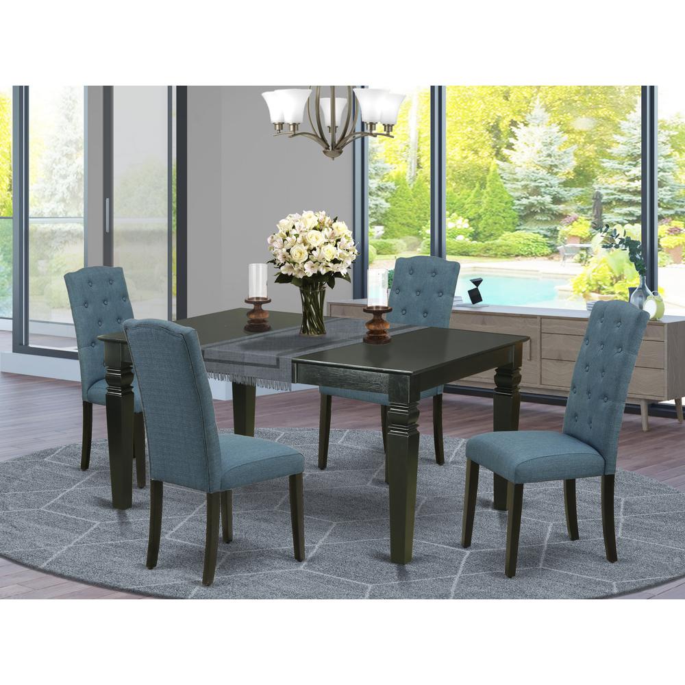 Dining Room Set Black, WECE5-BLK-21. Picture 2