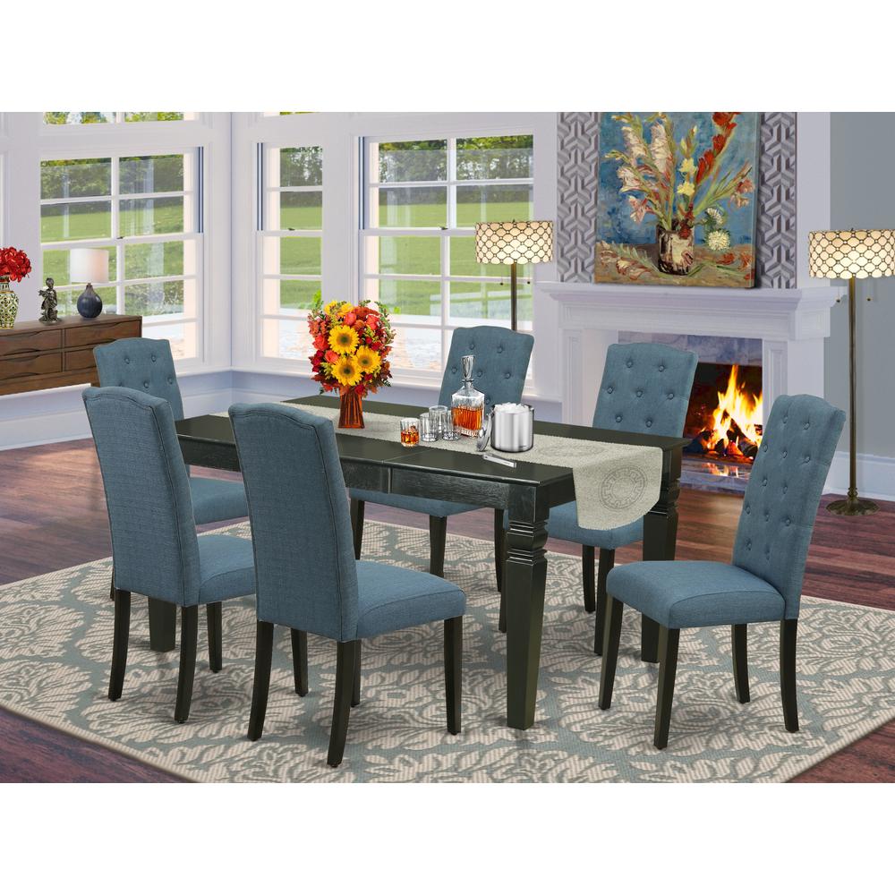 Dining Room Set Black, WECE7-BLK-21. Picture 2