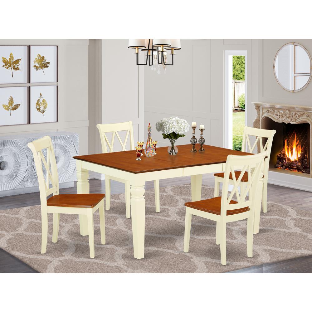 Dining Room Set Buttermilk & Cherry, WECL5-BMK-W. Picture 2