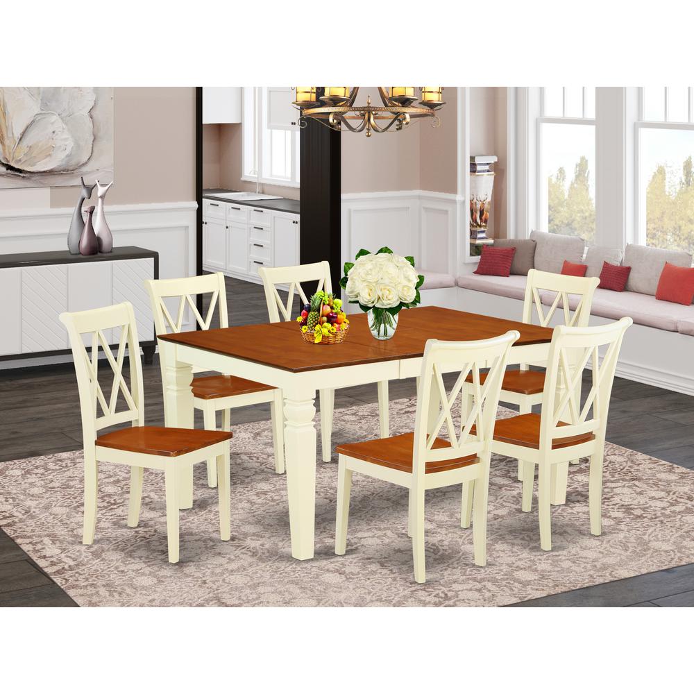 Dining Room Set Buttermilk & Cherry, WECL7-BMK-W. Picture 2