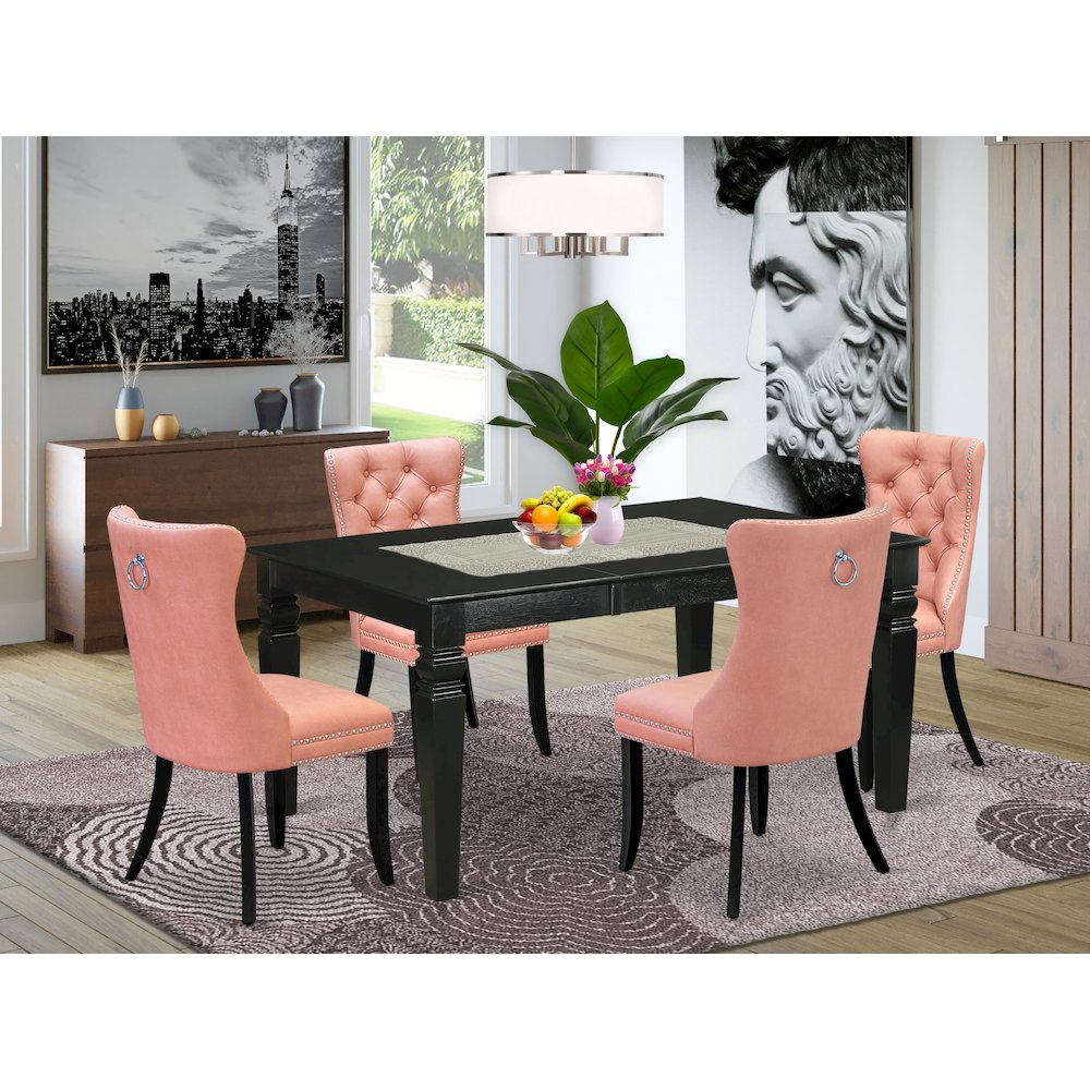 5 Piece Kitchen Table Set Contains a Rectangle Dining Table with Butterfly Leaf. Picture 2