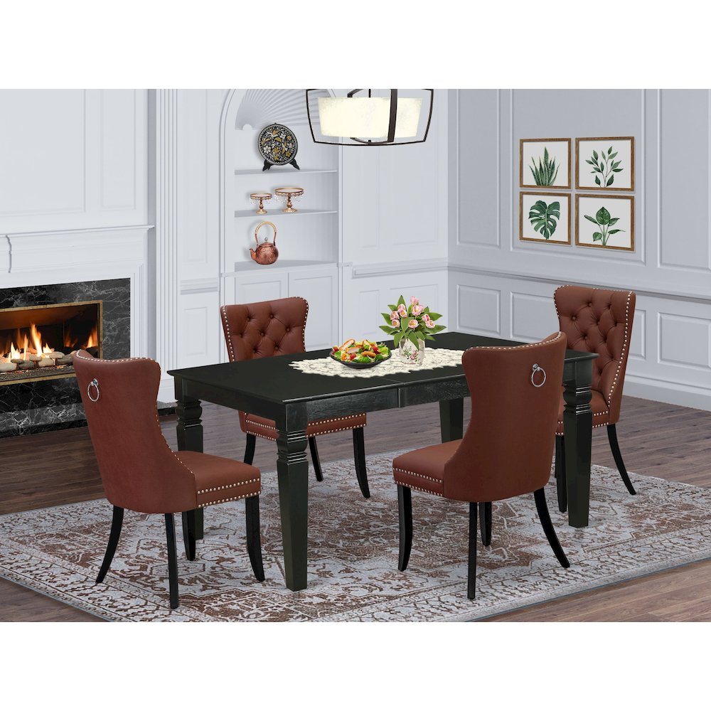 5 Piece Dinette Set Contains a Rectangle Dining Table with Butterfly Leaf. Picture 2