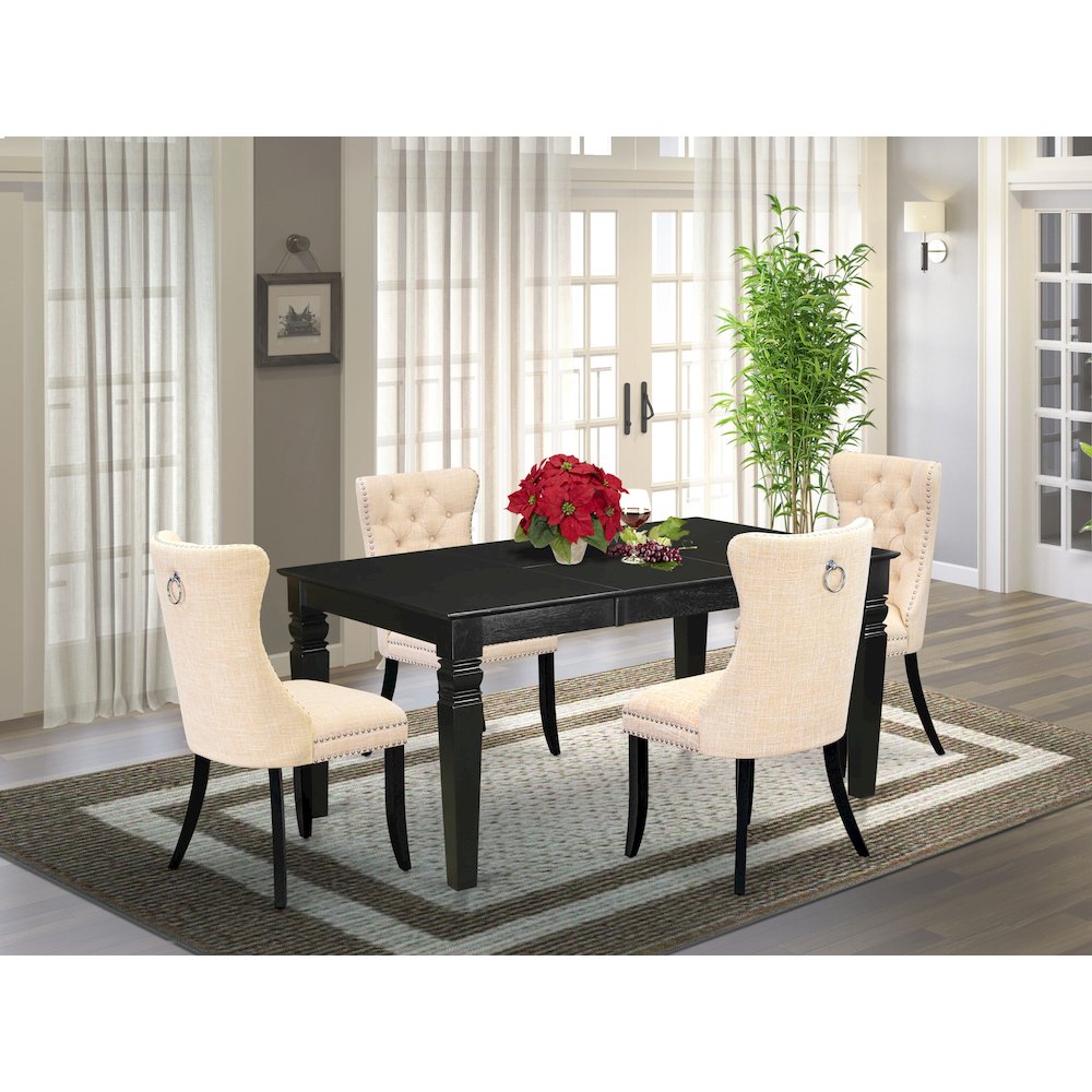 5 Piece Dining Set Consists of a Rectangle Wooden Table with Butterfly Leaf. Picture 2