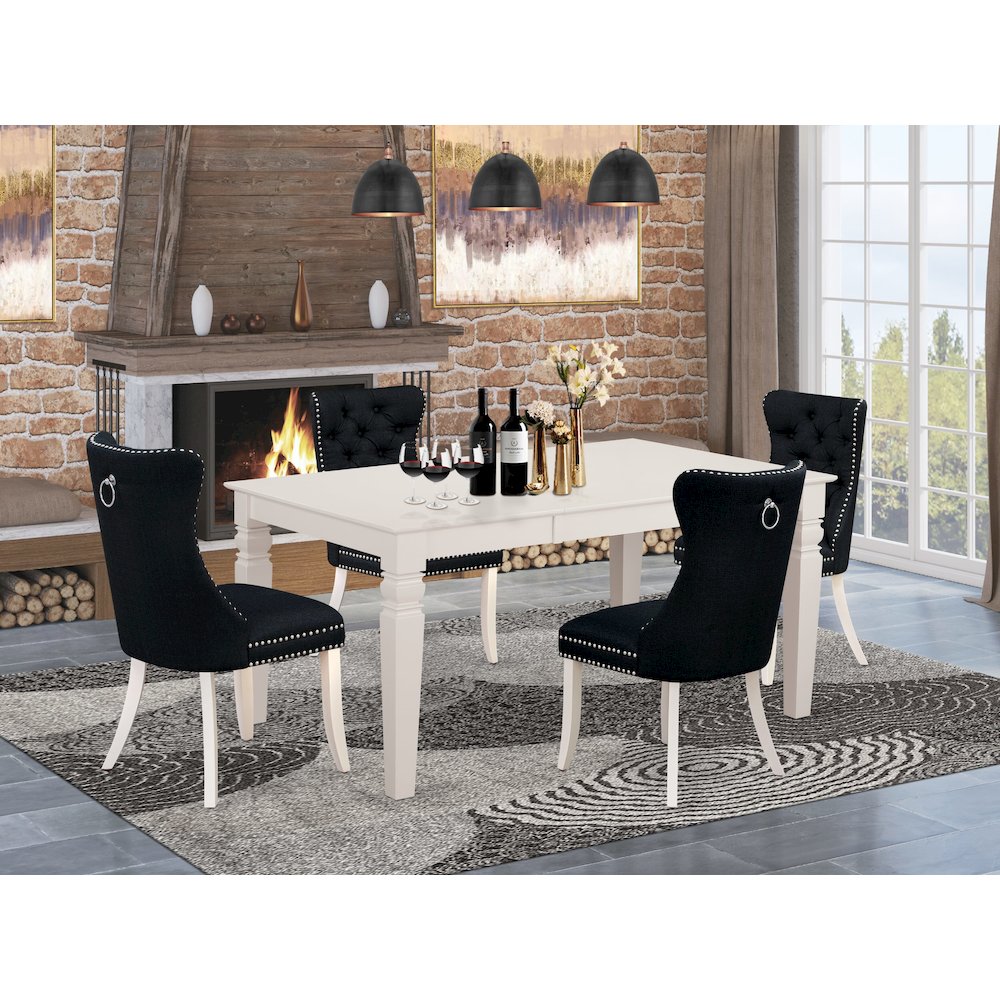 5 Piece Dining Room Set Contains a Rectangle Wooden Table with Butterfly Leaf. Picture 2