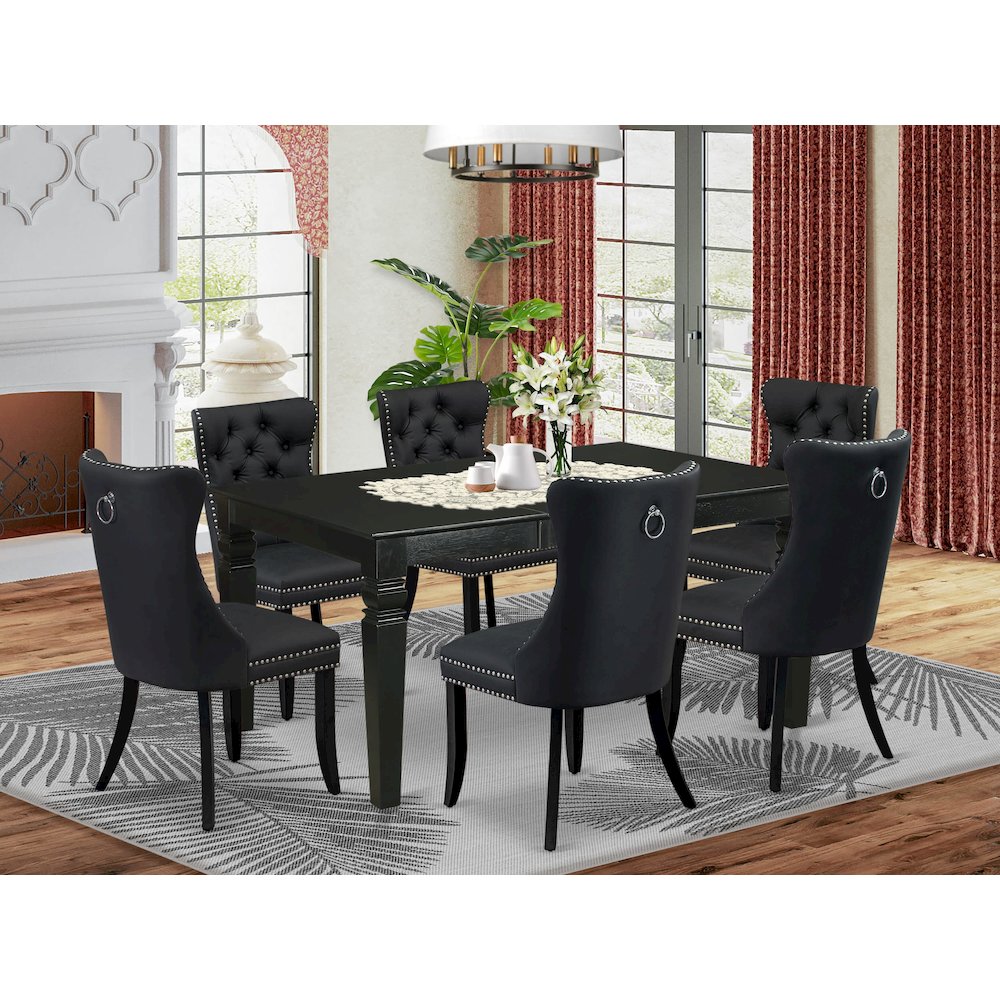7 Piece Dining Table Set Contains a Rectangle Kitchen Table with Butterfly Leaf. Picture 2