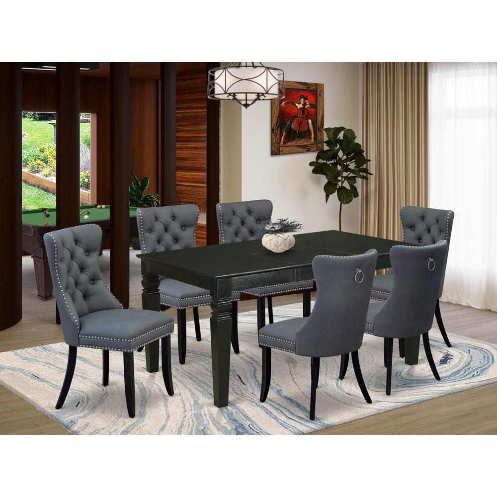 7 Piece Kitchen Table Set Contains a Rectangle Dining Table with Butterfly Leaf. Picture 7