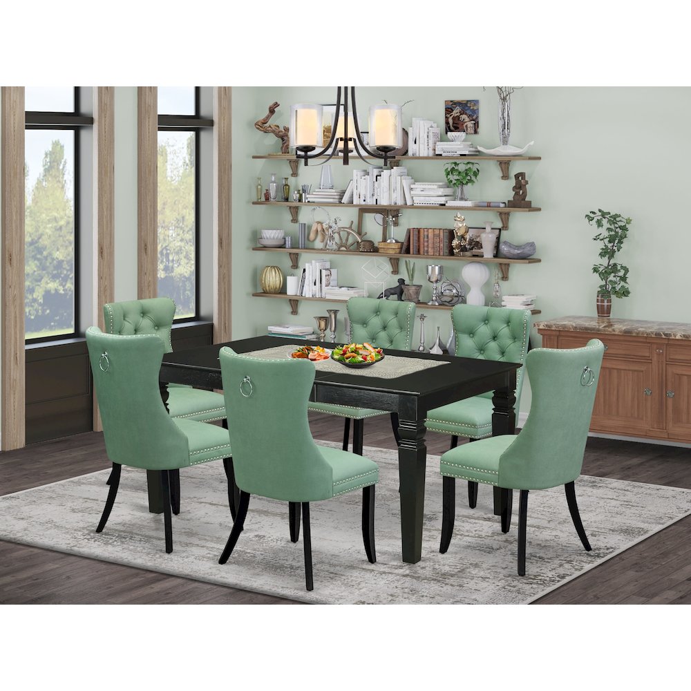 7 Piece Dining Set Consists of a Rectangle Kitchen Table with Butterfly Leaf. Picture 2