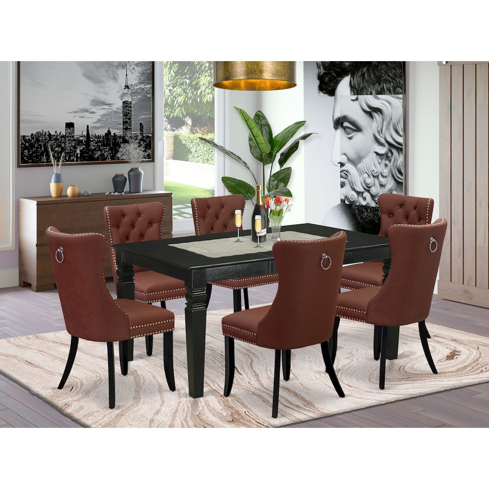 7 Piece Dining Set Consists of a Rectangle Kitchen Table with Butterfly Leaf. Picture 2