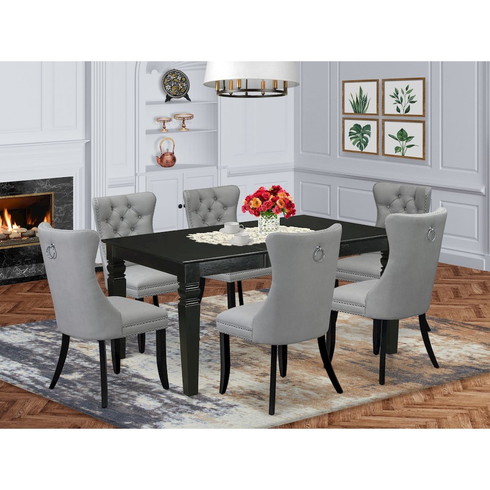 7 Piece Dining Set Consists of a Rectangle Kitchen Table with Butterfly Leaf. Picture 2