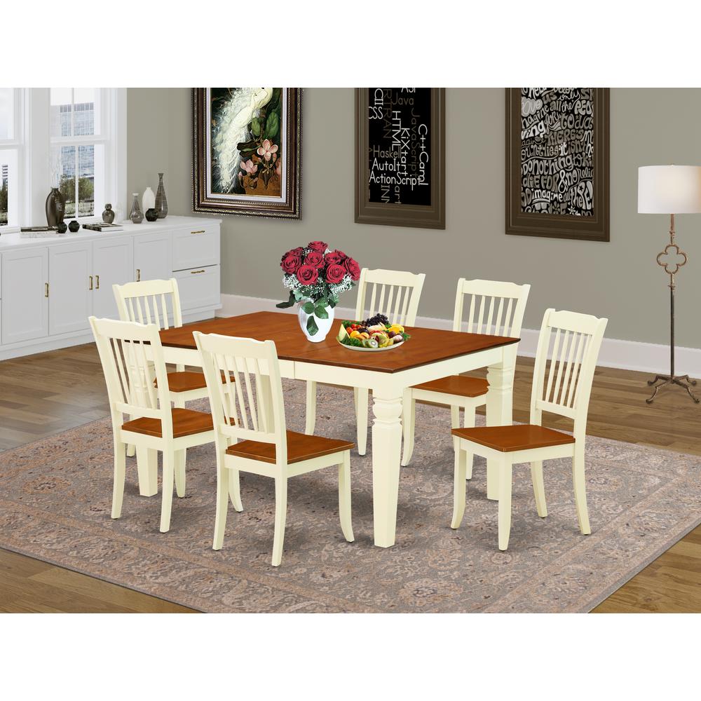 Dining Room Set Buttermilk & Cherry, WEDA7-BMK-W. Picture 2