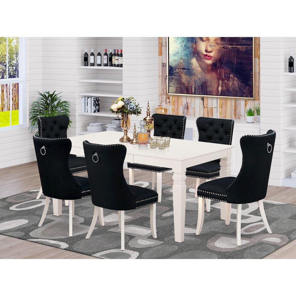 7 Piece Dining Table Set Contains a Rectangle Kitchen Table with Butterfly Leaf. Picture 2