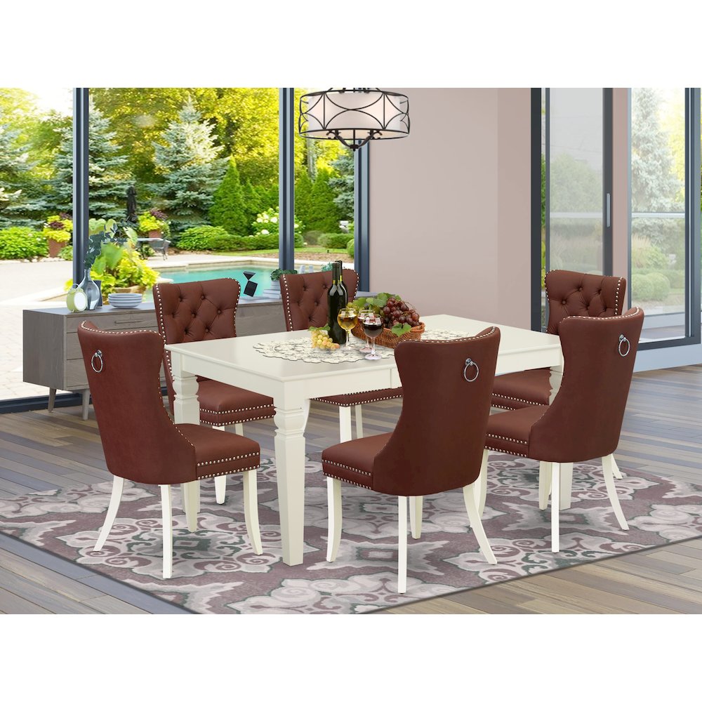 7 Piece Kitchen Table Set Contains a Rectangle Dining Table with Butterfly Leaf. Picture 2