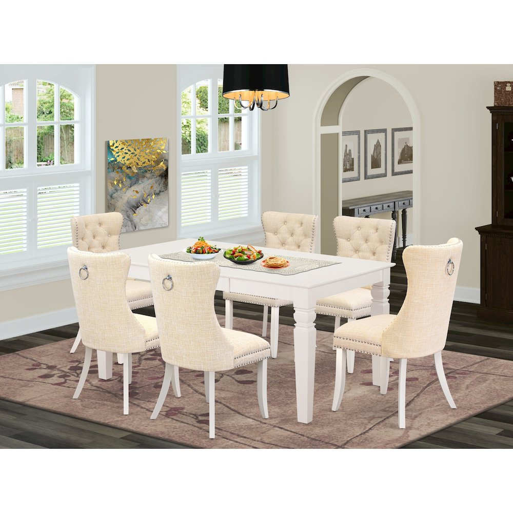 7 Piece Kitchen Set Consists of a Rectangle Dining Table with Butterfly Leaf. Picture 2
