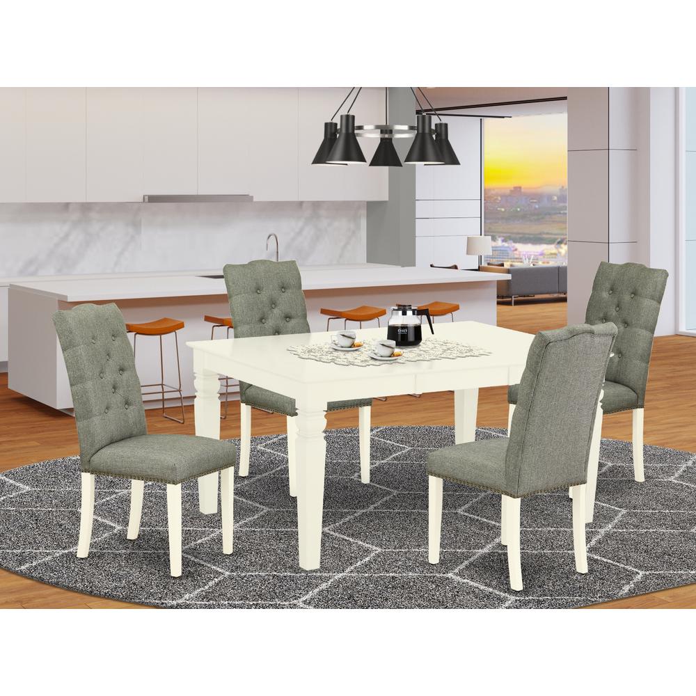 Dining Room Set Linen White, WEEL5-WHI-07. Picture 2