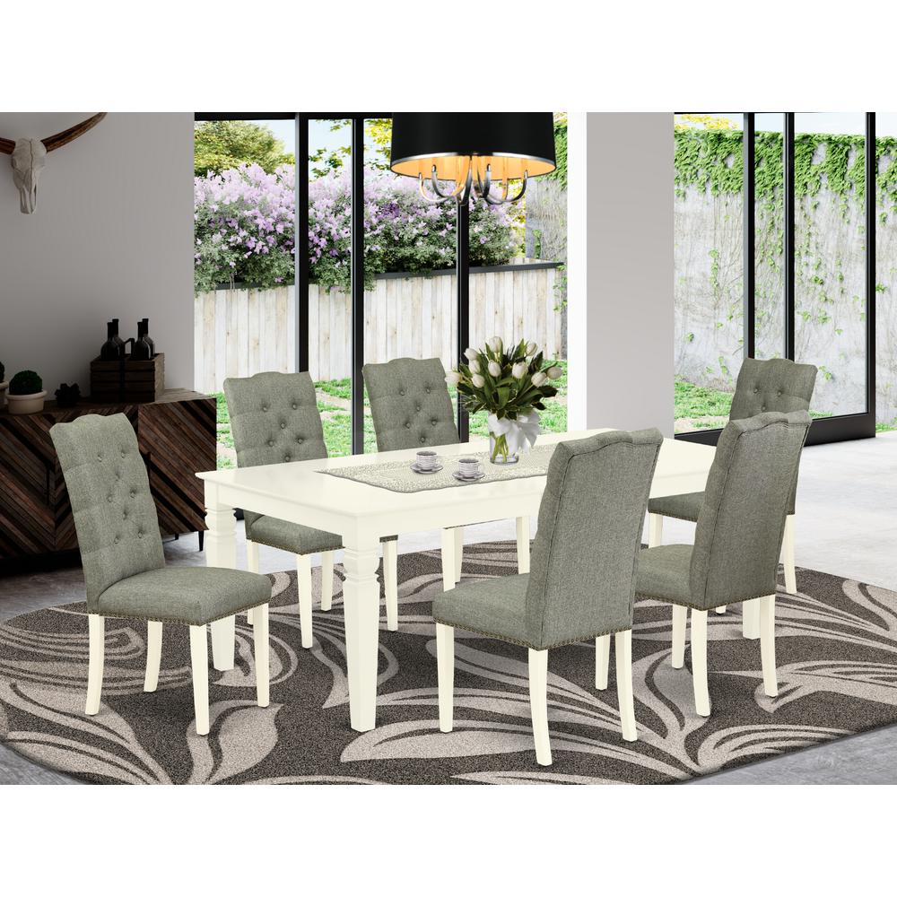 Dining Room Set Linen White, WEEL7-WHI-07. Picture 2