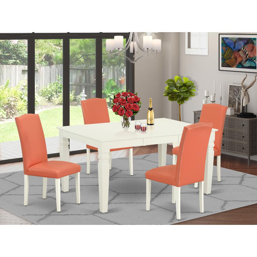 Dining Room Set Linen White, WEEN5-LWH-78. Picture 2