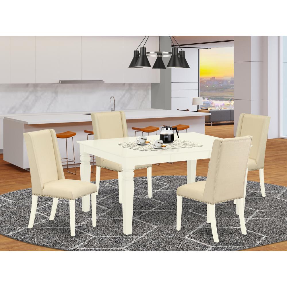 Dining Room Set Linen White, WEFL5-WHI-01. Picture 2