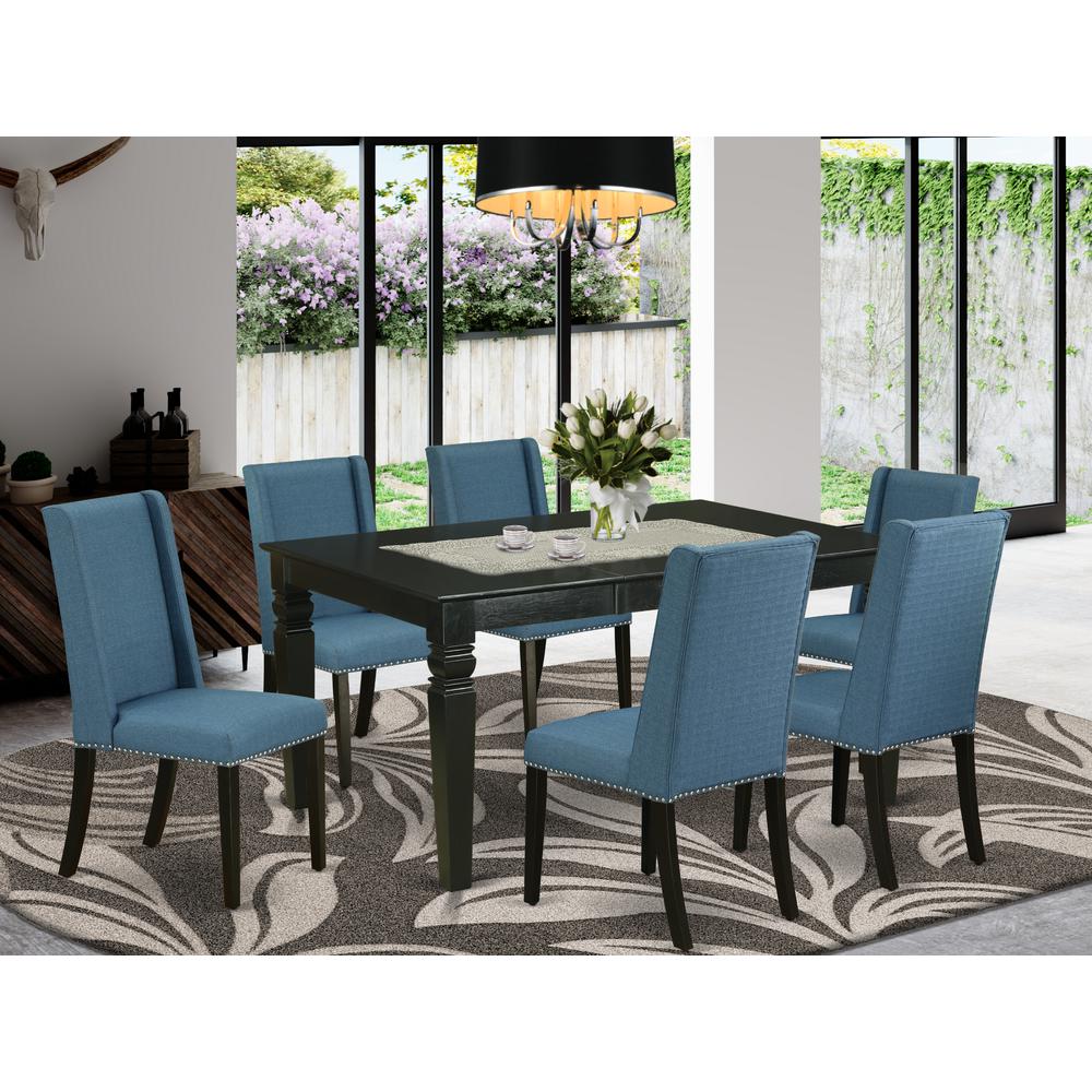 Dining Room Set Black, WEFL7-BLK-21. Picture 2