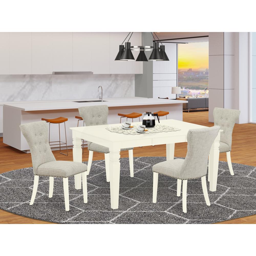 Dining Room Set Linen White, WEGA5-WHI-35. Picture 2