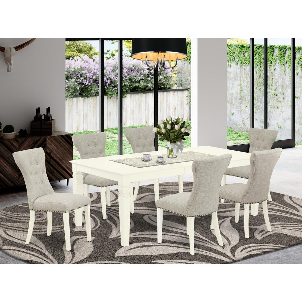 Dining Room Set Linen White, WEGA7-WHI-35. Picture 2