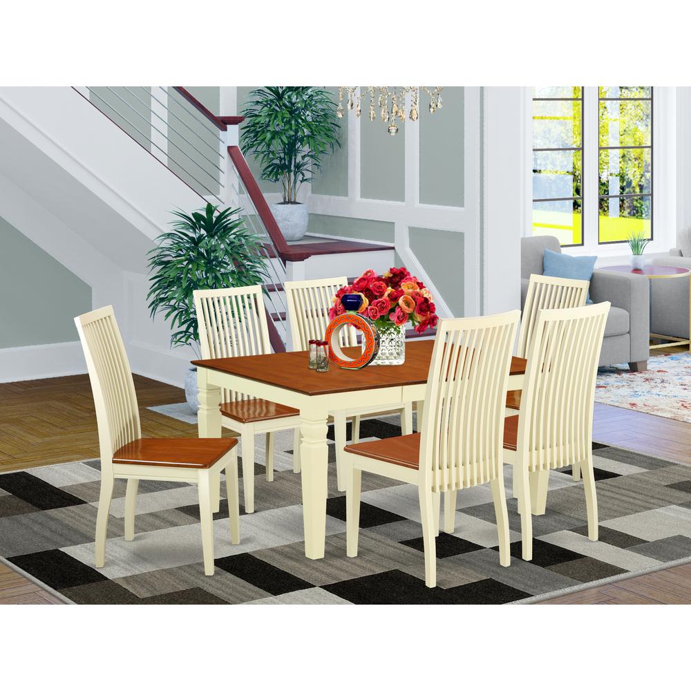 Dining Room Set Buttermilk & Cherry, WEIP7-BMK-W. Picture 2
