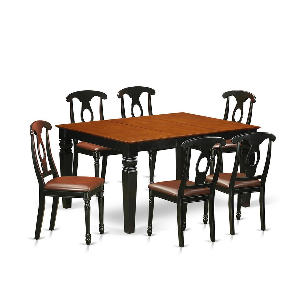 7  Pc  Kitchen  table  set  with  a  Dining  Table  and  6  Leather  Kitchen  Chairs  in  Black. Picture 2