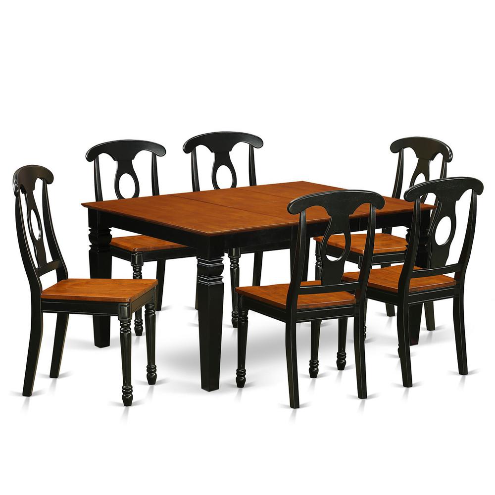 7  Pc  Dining  set  with  a  Kitchen  Table  and  6  Wood  Dining  Chairs  in  Black. Picture 2