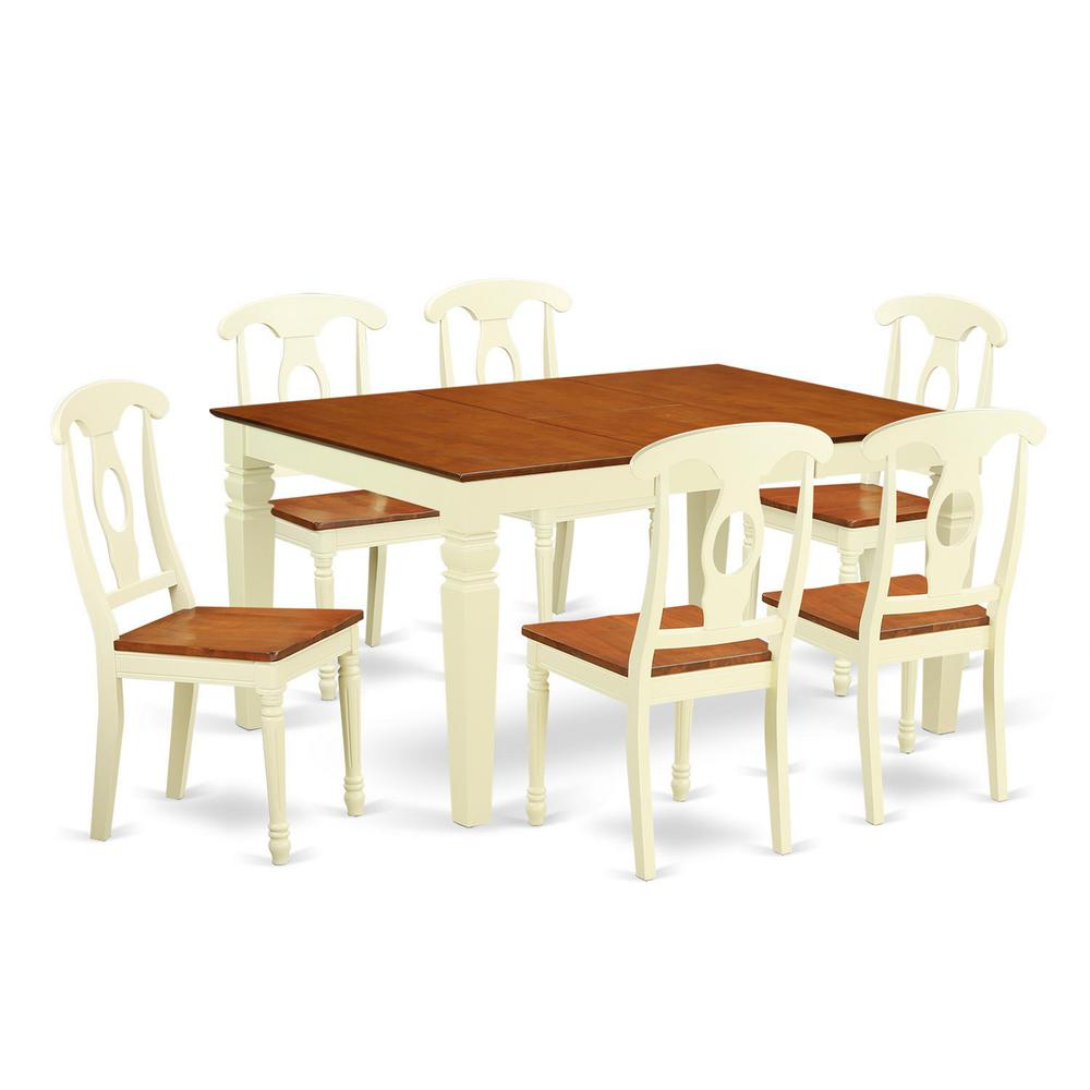 7  Pc  Kitchen  table  set  with  a  Dinning  Table  and  6  Wood  Dining  Chairs  in  Buttermilk  and  Cherry. Picture 2