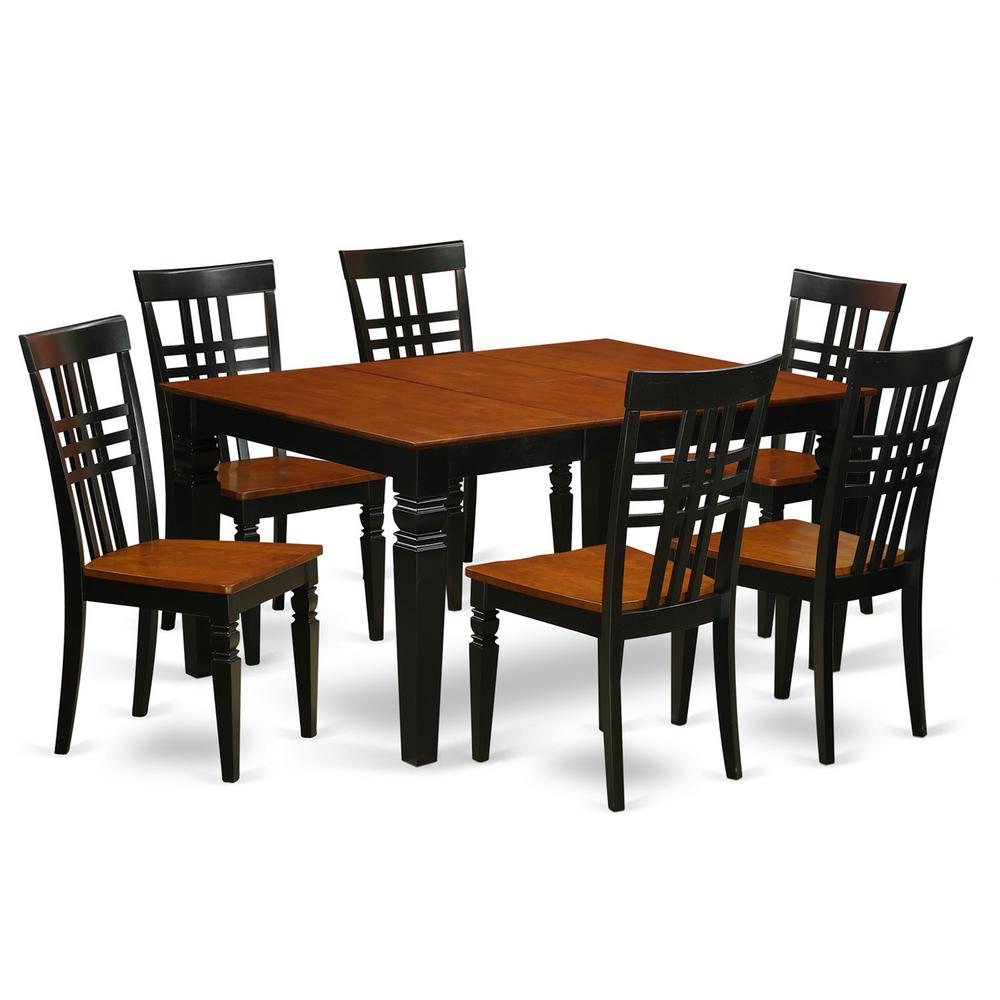 7  Pc  Dining  set  with  a  Kitchen  Table  and  6  Wood  Dining  Chairs  in  Black. Picture 2