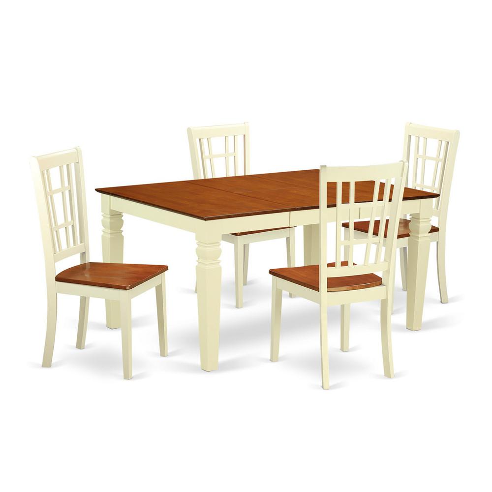 5  Pc  Dinette  set  with  a  Dinning  Table  and  4  Wood  Dining  Chairs  in  Buttermilk  and  Cherry. Picture 2