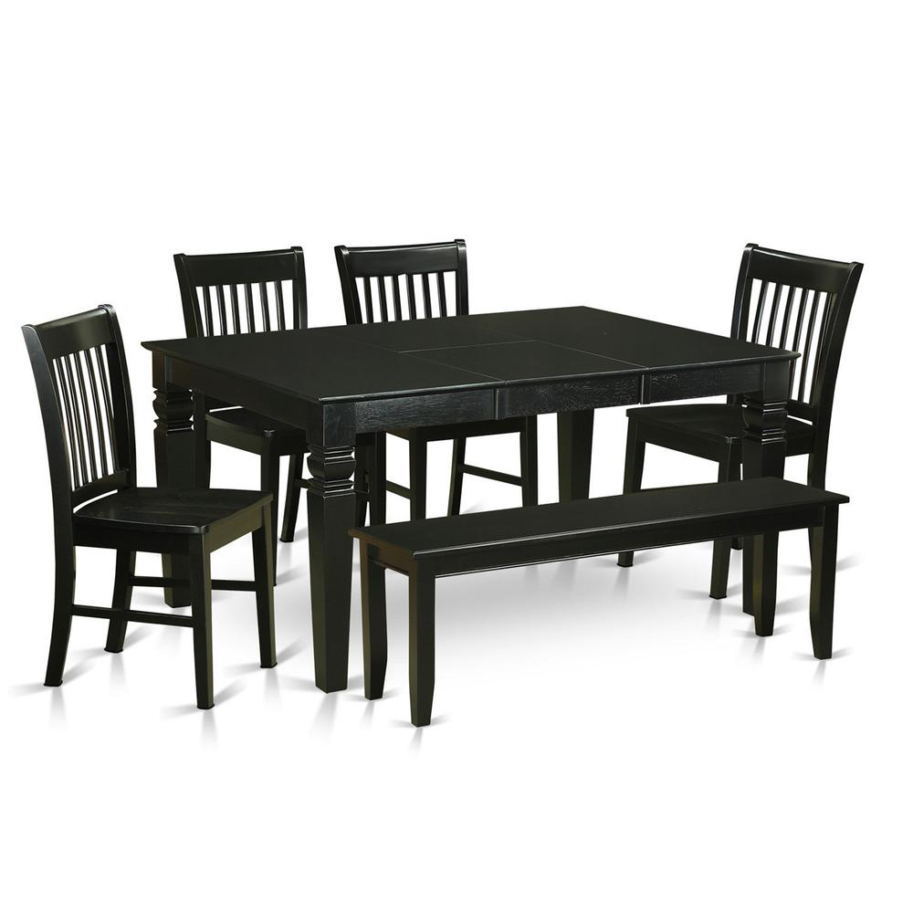 6-Pc  Kitchen  dinette  set  -  Table  and  4  Kitchen  Chairs  and  Bench. Picture 1