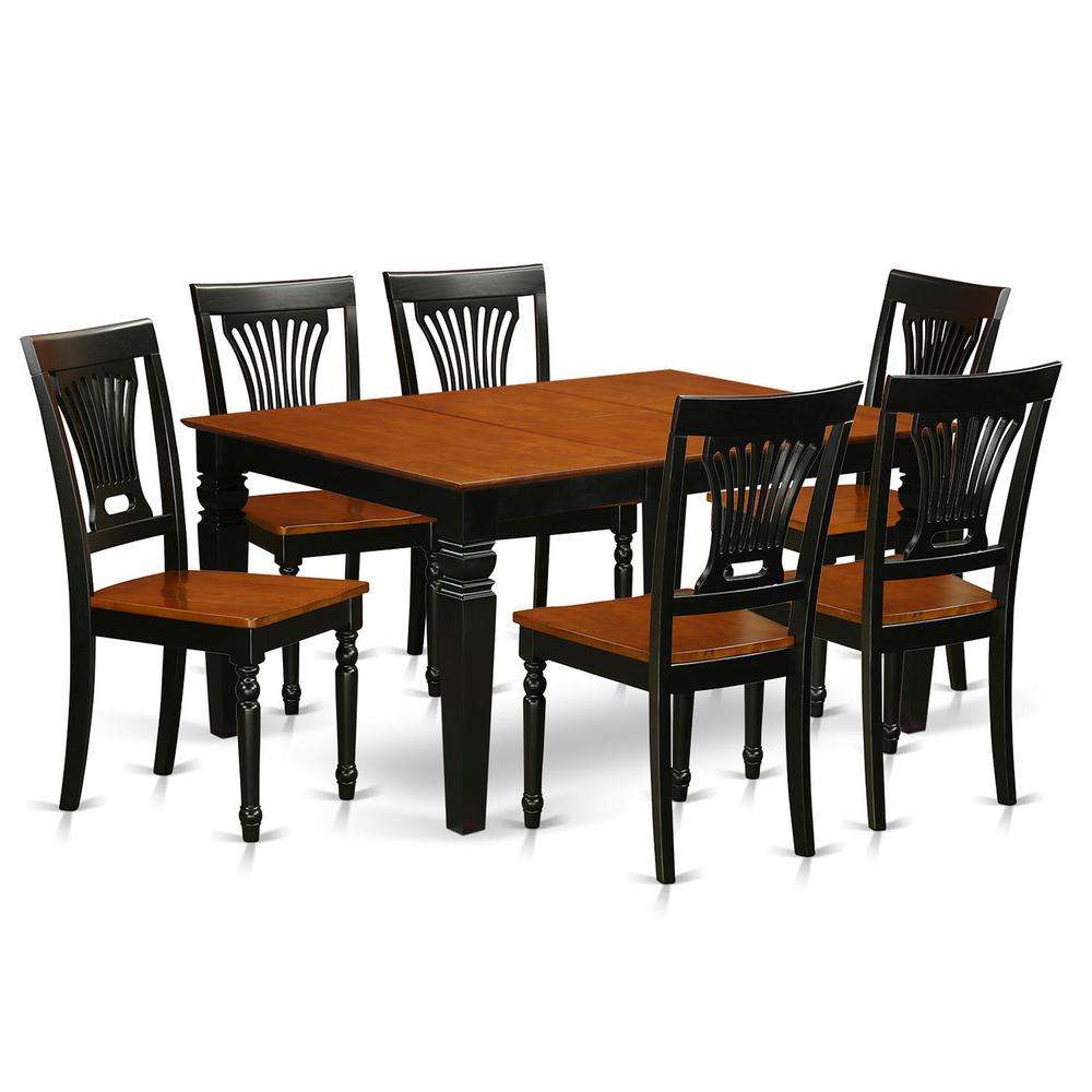 7  Pc  Dining  Room  set  with  a  Dining  Table  and  6  Wood  Kitchen  Chairs  in  Black. Picture 1