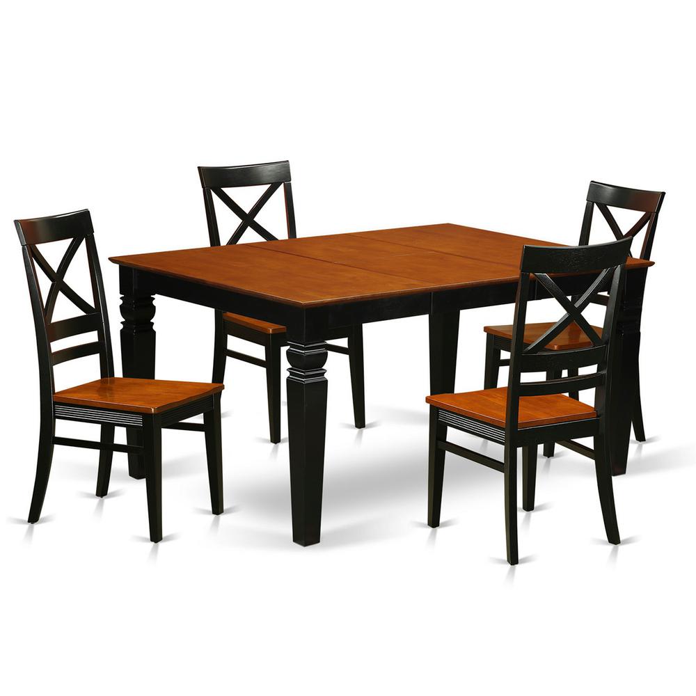 5  Pc  Kitchen  table  set  with  a  Kitchen  Table  and  4  Wood  Dining  Chairs  in  Black. Picture 2