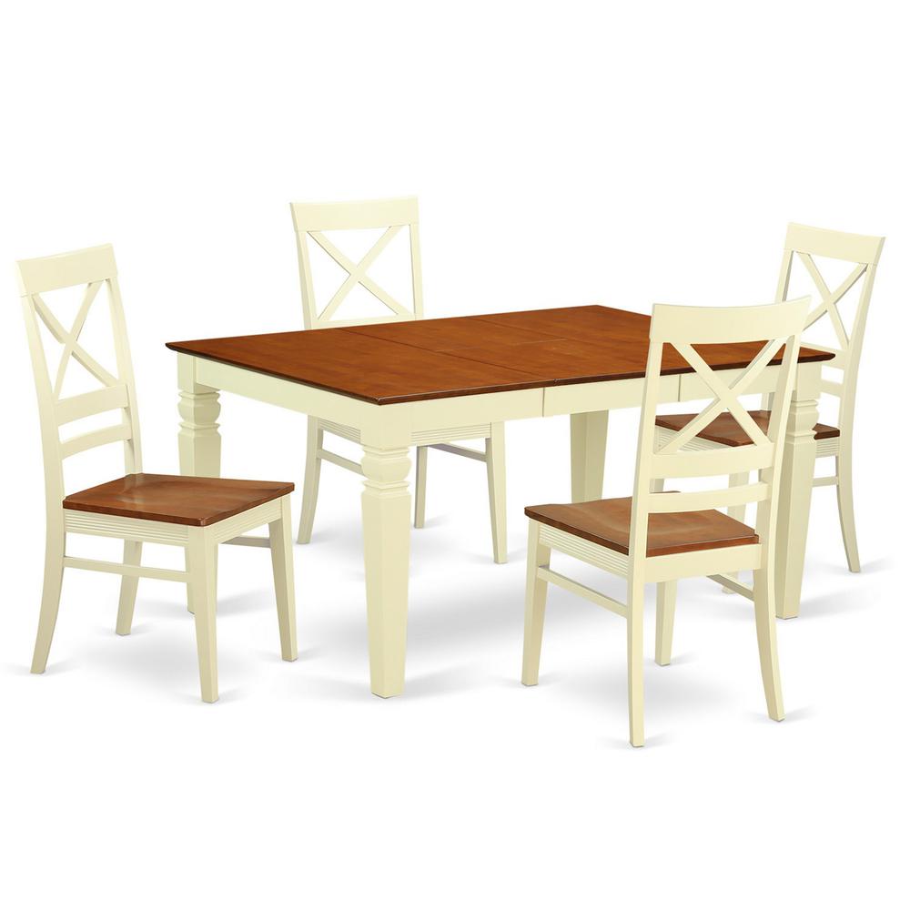 5  Pc  Kitchen  table  set  with  a  Dinning  Table  and  4  Wood  Dining  Chairs  in  Buttermilk  and  Cherry. Picture 1