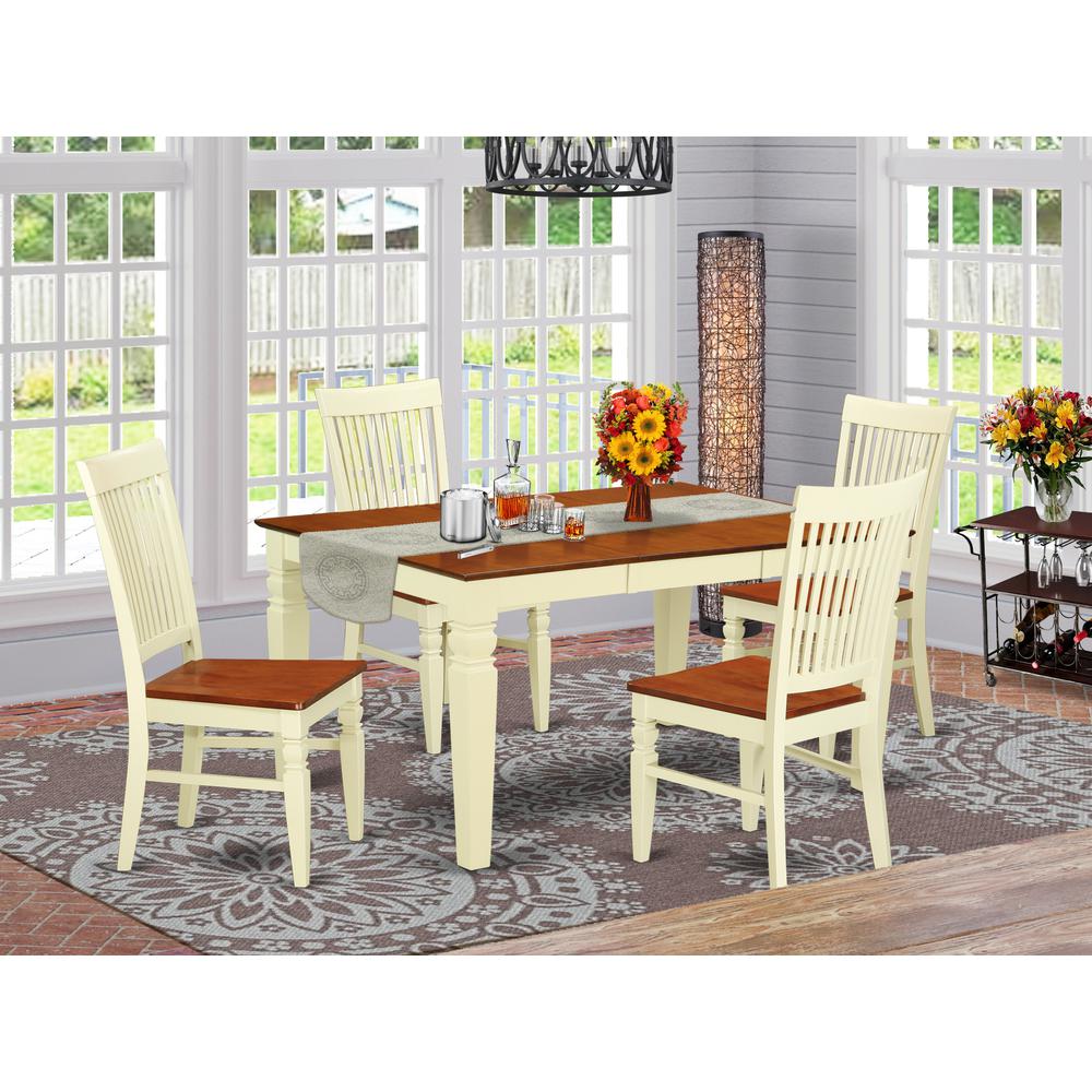 Dining Room Set Buttermilk & Cherry, WEST5-BMK-W. Picture 2