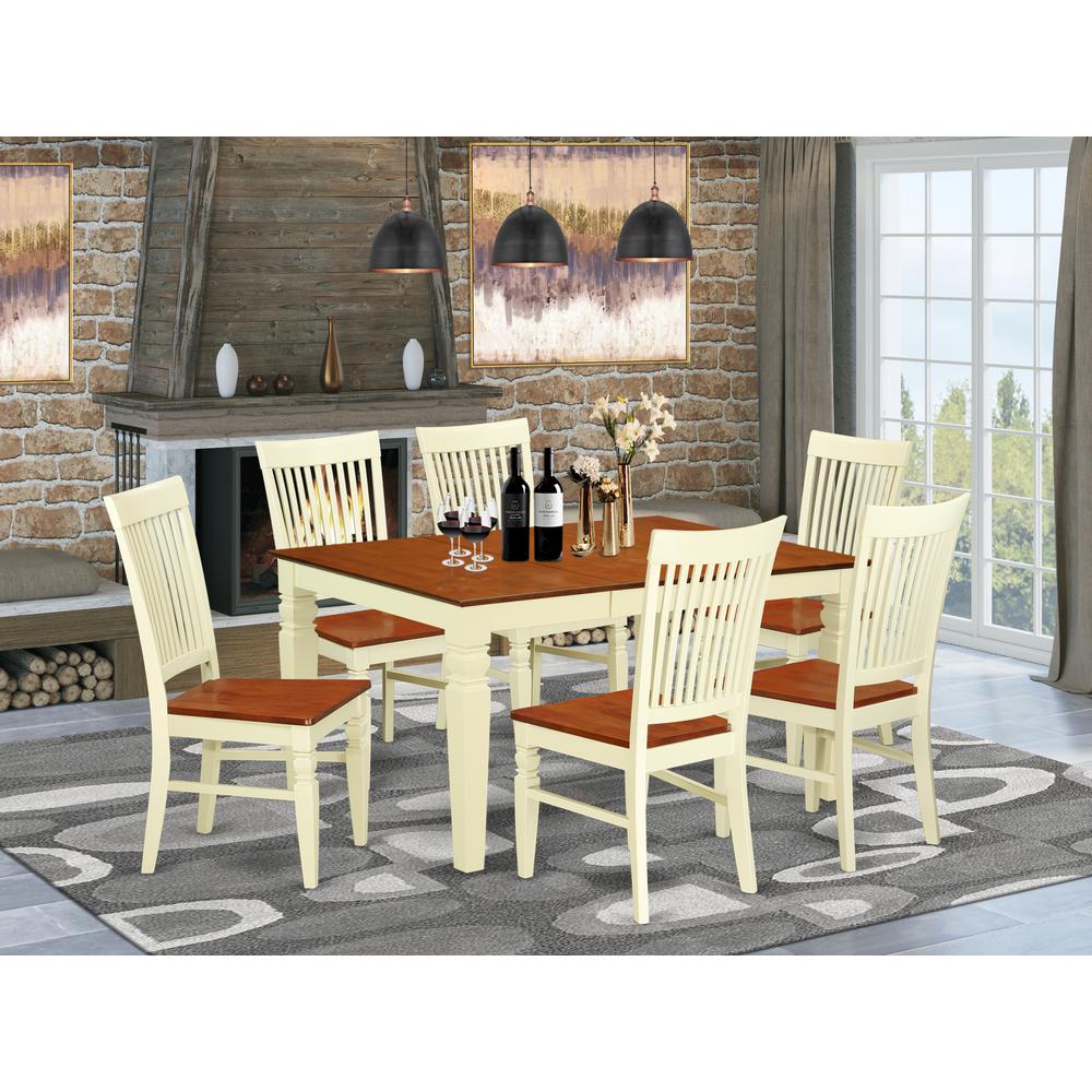 Dining Room Set Buttermilk & Cherry, WEST7-BMK-W. Picture 2