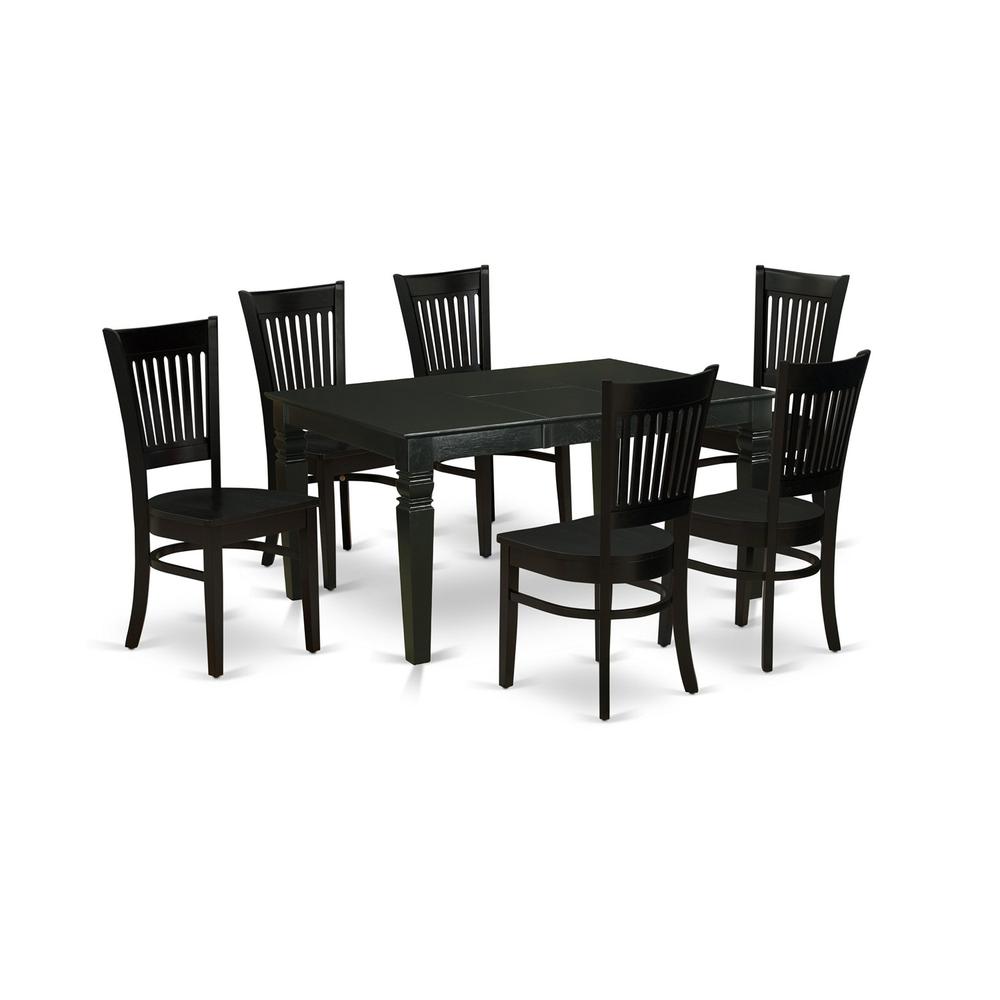 Dining Table- Table Leg Dining Chairs, WEVA7-BLK-W. Picture 1