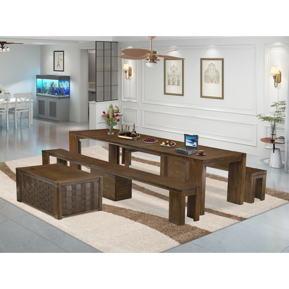 4 Pieces Extendable Dining Set Includes 1 Extendable Kitchen Table. Picture 2