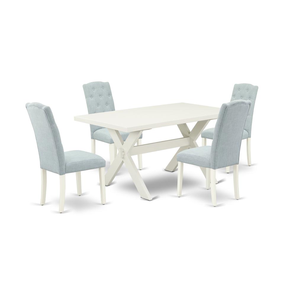East West Furniture X026CE215-5 - 5-Piece Rectangular Dining Table Set - 4 Parson Dining Room Chairs and Dinette Table Solid Wood Structure. Picture 1