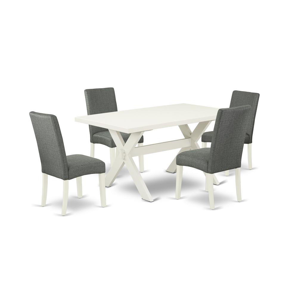 East West Furniture X026DR207-5 - 5-Piece Dining Room Table Set - 4 Parson Dining Chairs and Dinette Table Hardwood Frame. Picture 1