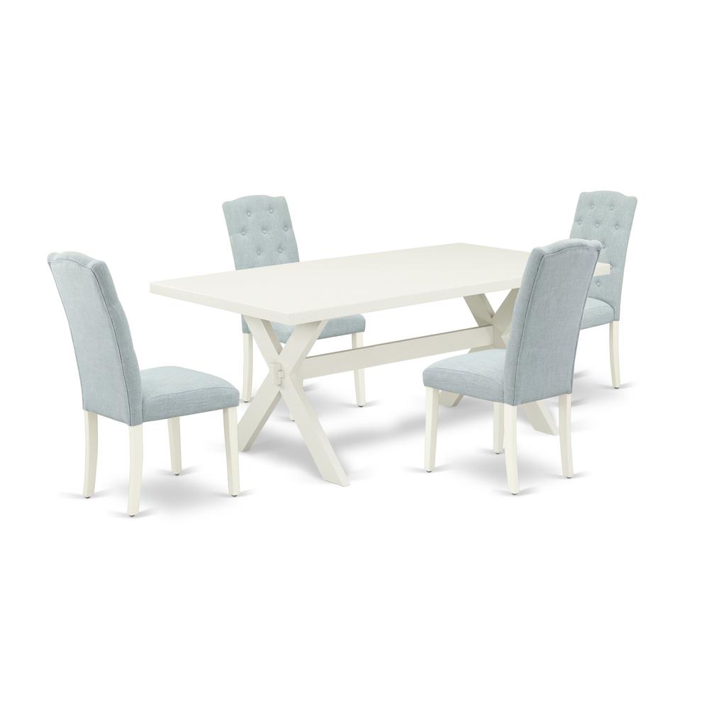 East West Furniture X027CE215-5 - 5-Piece Kitchen Table Set - 4 Parson Chairs and Dinner Table Hardwood Structure. Picture 1