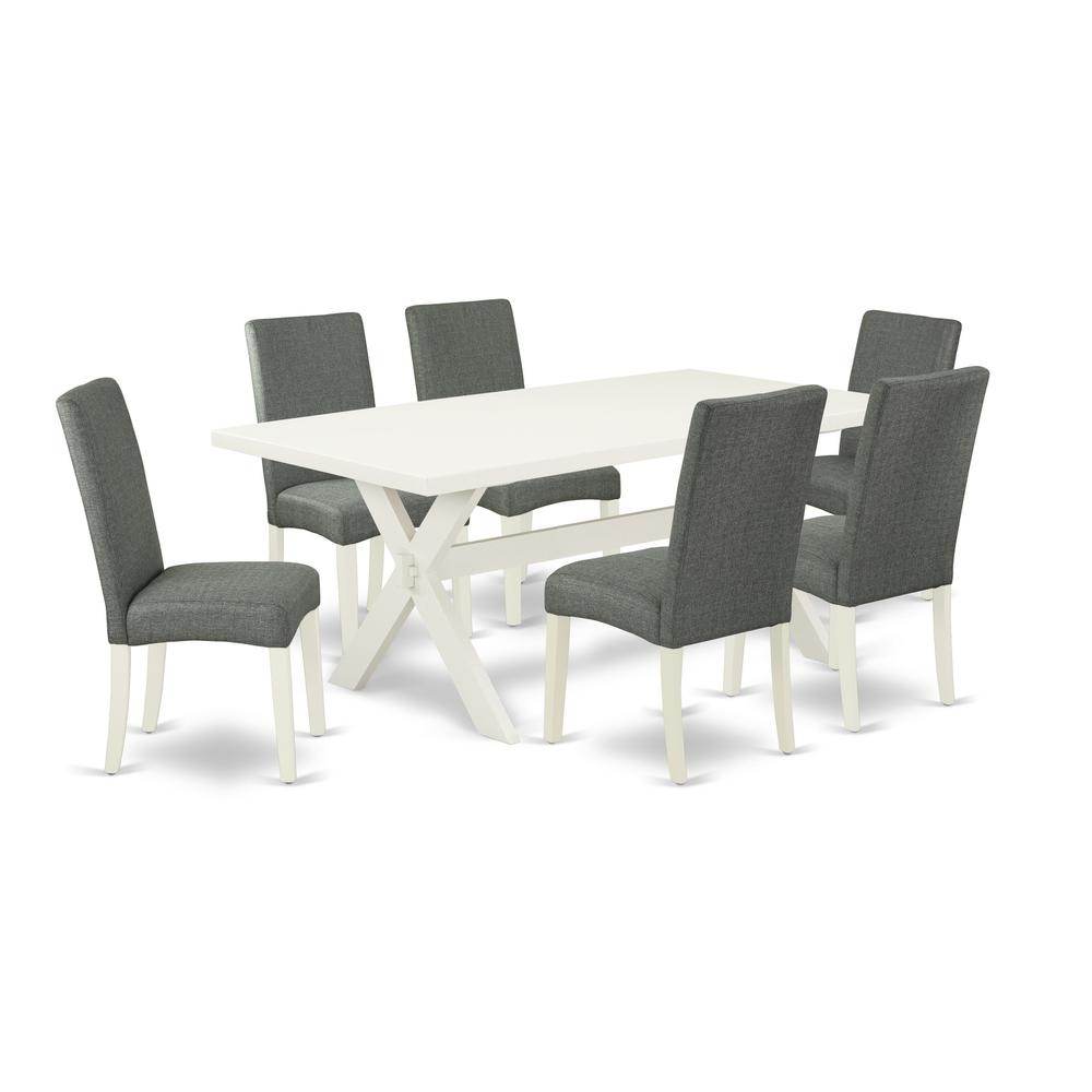 East West Furniture X027DR207-7 - 7-Piece Kitchen Table Set - 6 Parson Chairs and Dinette Table Solid Wood Structure. Picture 1